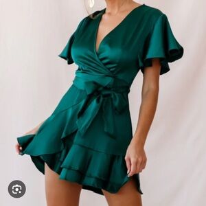 {Selfie Leslie} Faux Wrap Dress Jade